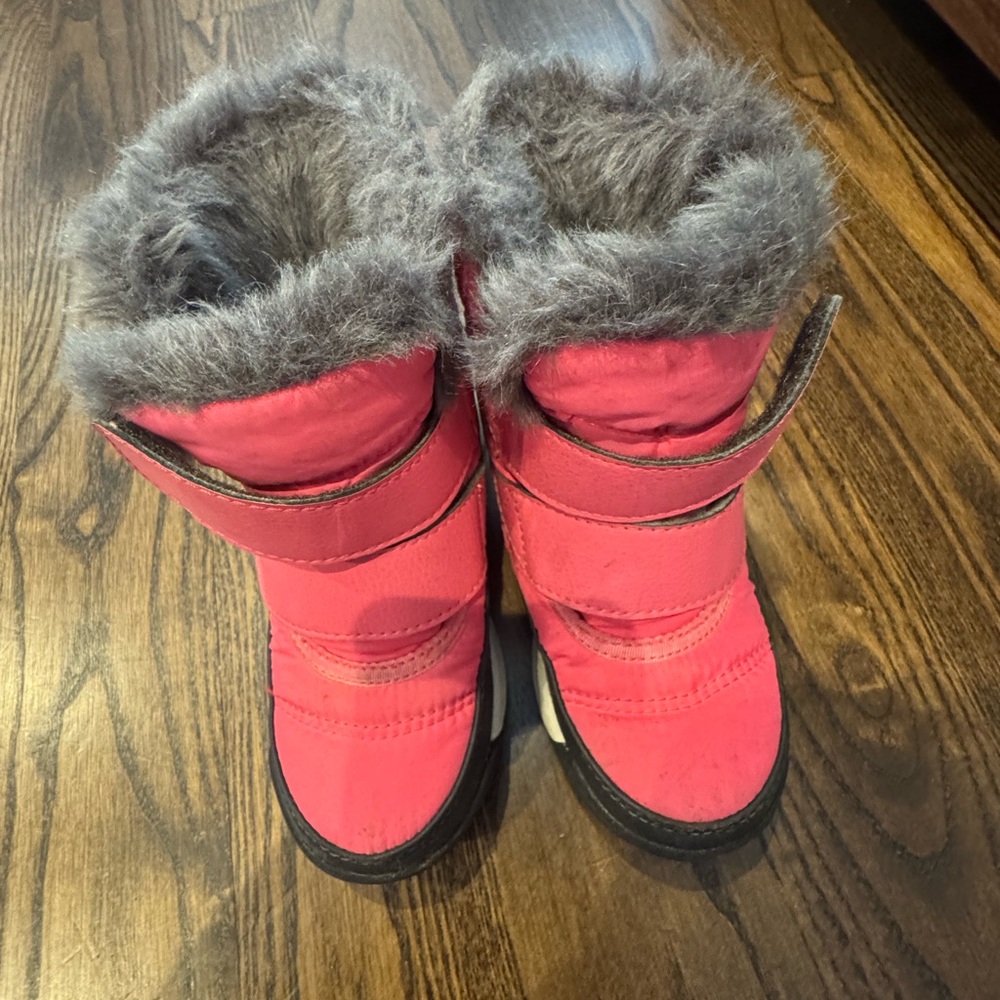 Sorel Pink and Gray Kids Snow Boots